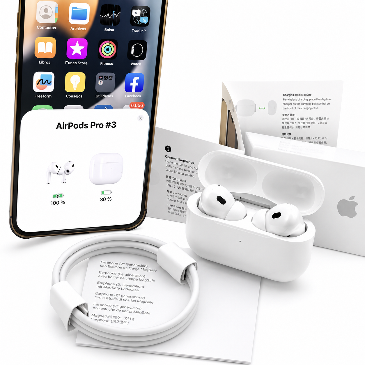 Airpod pro 3 with 100% ANC working + 3D Spatial Audio + GPS Tracking (Find My Device)+Active Noise Cancelation
